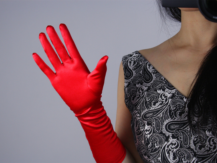 南极人21年新款礼服手套女丝绸手套38cm打褶皱弹性丝光珠光绸缎面黑色