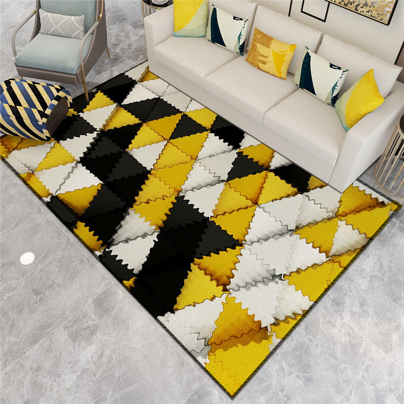 美又好ins地垫水晶绒三角形拼接防滑地垫客厅卧室耐磨垫书房脚垫 h19