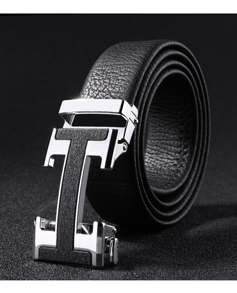 joep男士头层牛皮自动扣h工字扣皮带商务高档裤腰带金扣