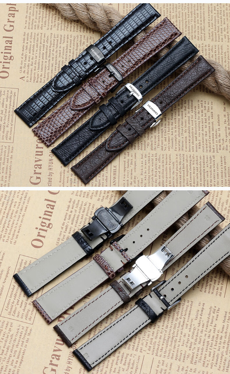适用于华为gt2pro鸵鸟皮表带荣耀magicgs蜥蜴真皮手链柔软个性时尚
