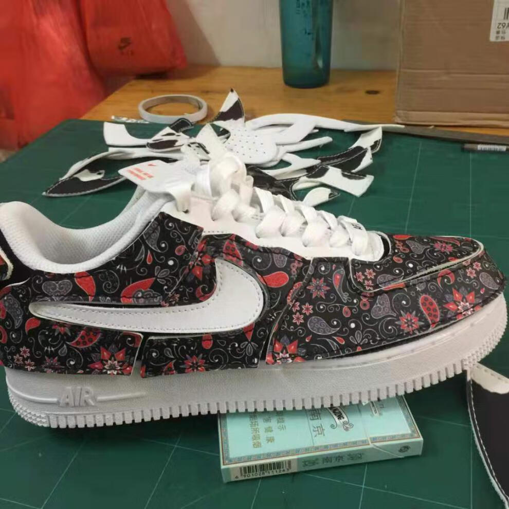 鞋撑af1全拆卸奶牛魔术贴鞋面白色撕撕乐替换配件mohita可定制橘色码