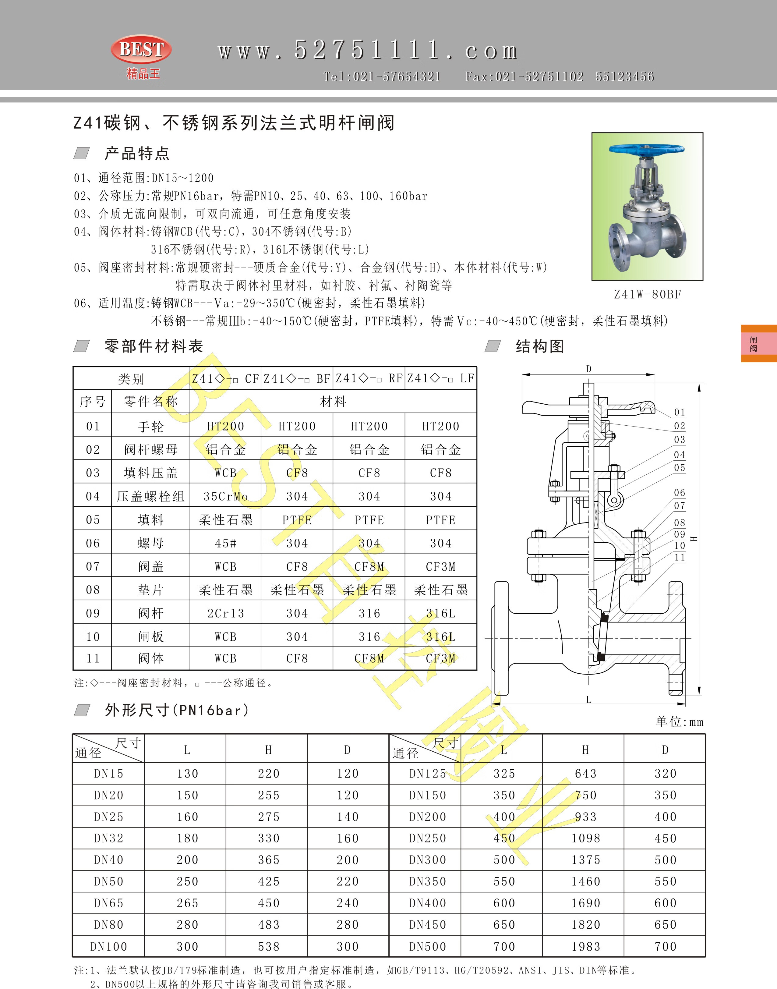 手动闸阀型号大全图片