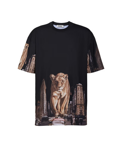 男装狮子城市印花短袖t恤男3rc1024430 黑色090 xl【图片 价格 品牌