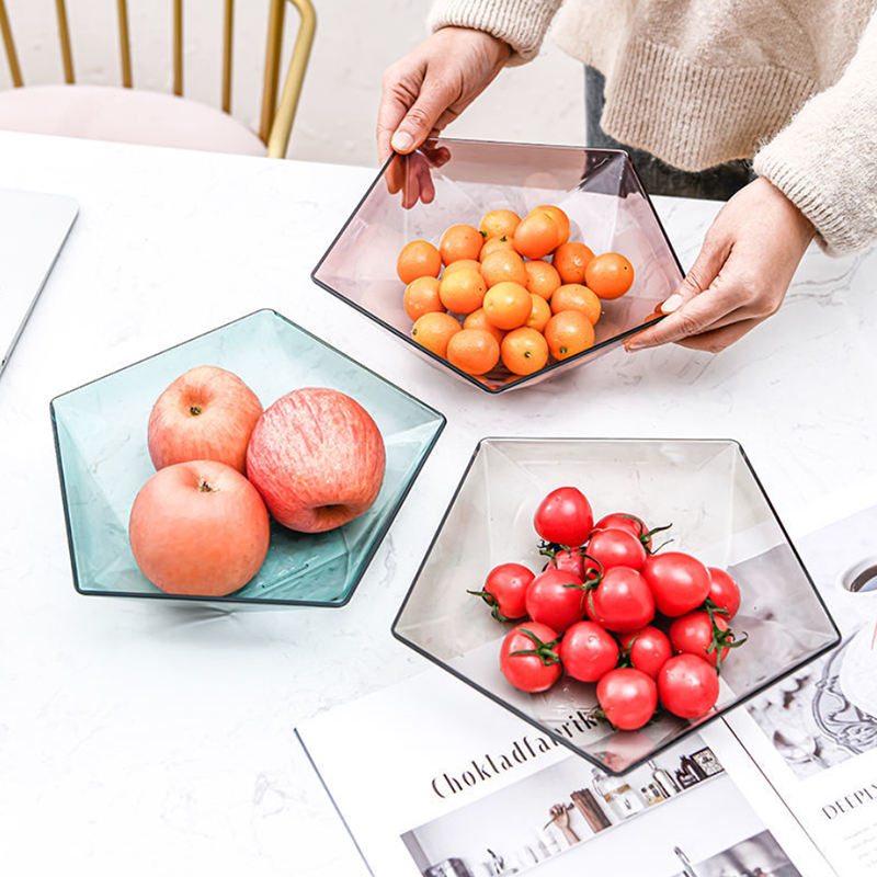 创意现代客厅欧式家用水果盘 三个装-五边形混色