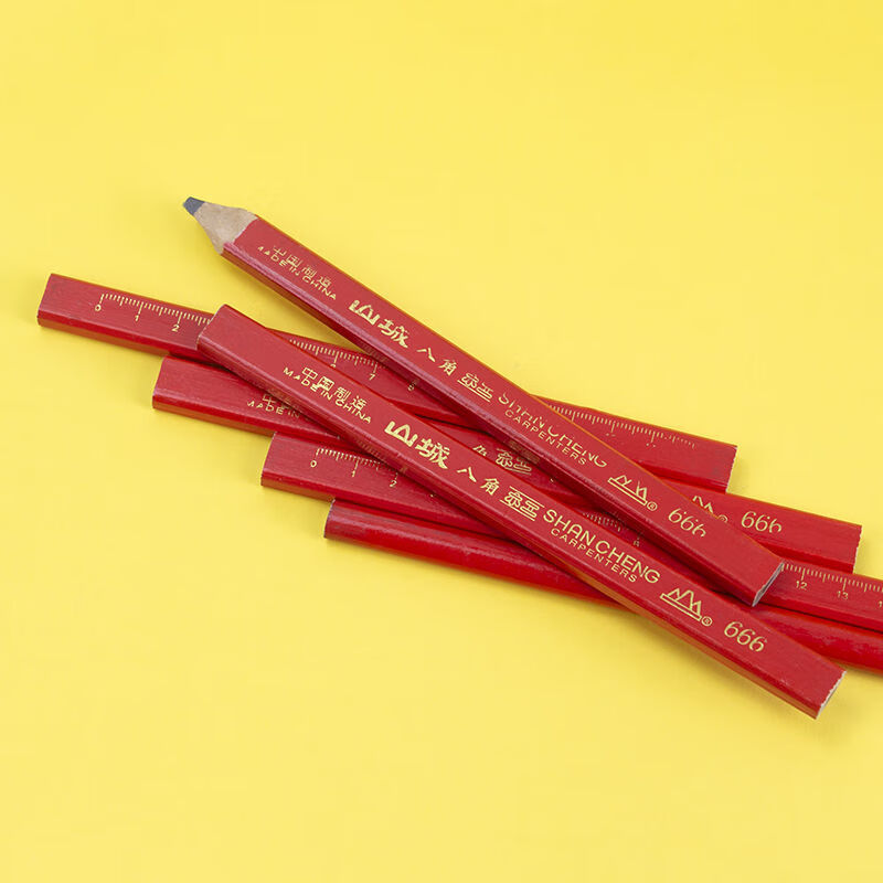 婕染(jieran)*【】木工铅笔八角黑色高硬度红蓝芯工地装修木匠专用