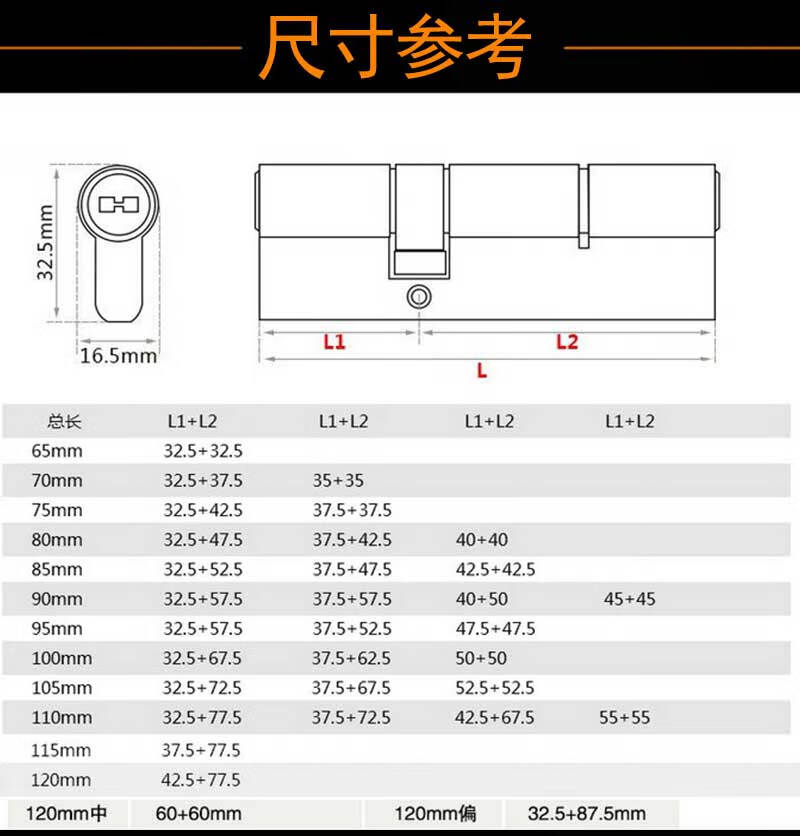 万嘉防盗门锁芯规格图片