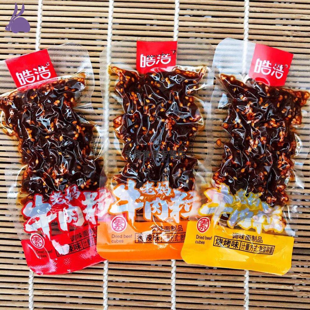 皓浩老妈素牛肉粒1000g辣条麻辣小零食多口味香辣烧烤怀旧小包装自营