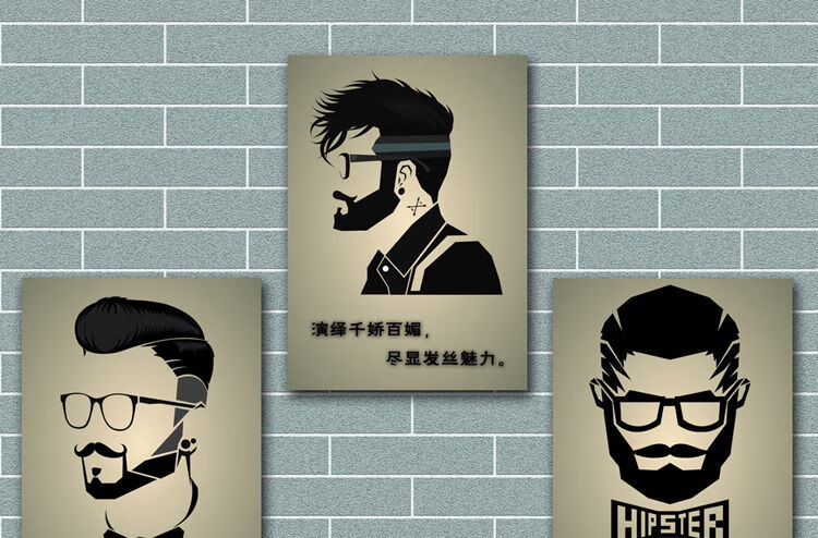 床畔理发店复古装饰画发廊工作室美发店挂画沙龙个性海报定制创意壁画