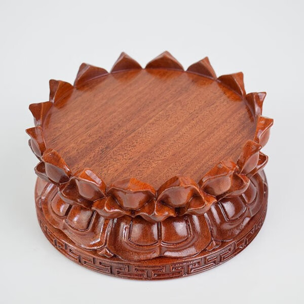 zaowujue佛像观音菩萨莲花座台供奉供佛实木圆形木质摆件奇石香炉红木