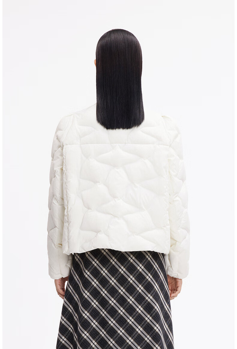 甜酷简约气质宽松高级休闲百搭短款圆领羽绒服女ddp4rd4950 w40月珀色