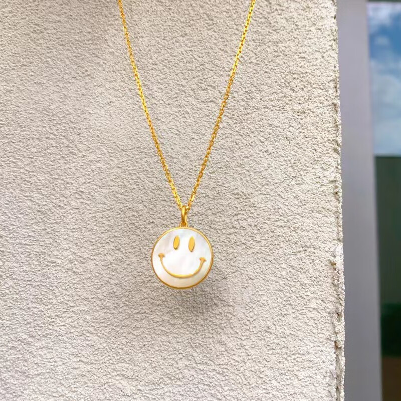 顺丰速运易升黄金微笑项链女999足金笑脸颈链微笑表情吊坠送女朋友