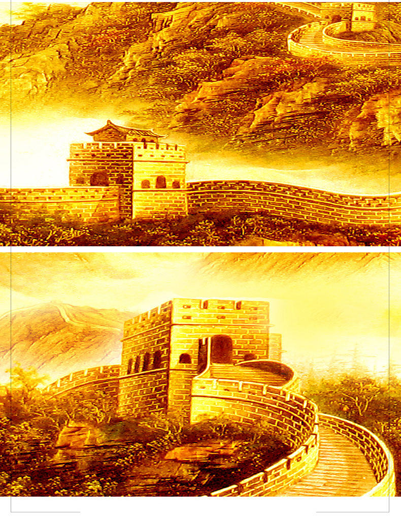 飘序新中式长城画靠山图挂画客厅背景墙装饰画办公室有山无水国画壁画