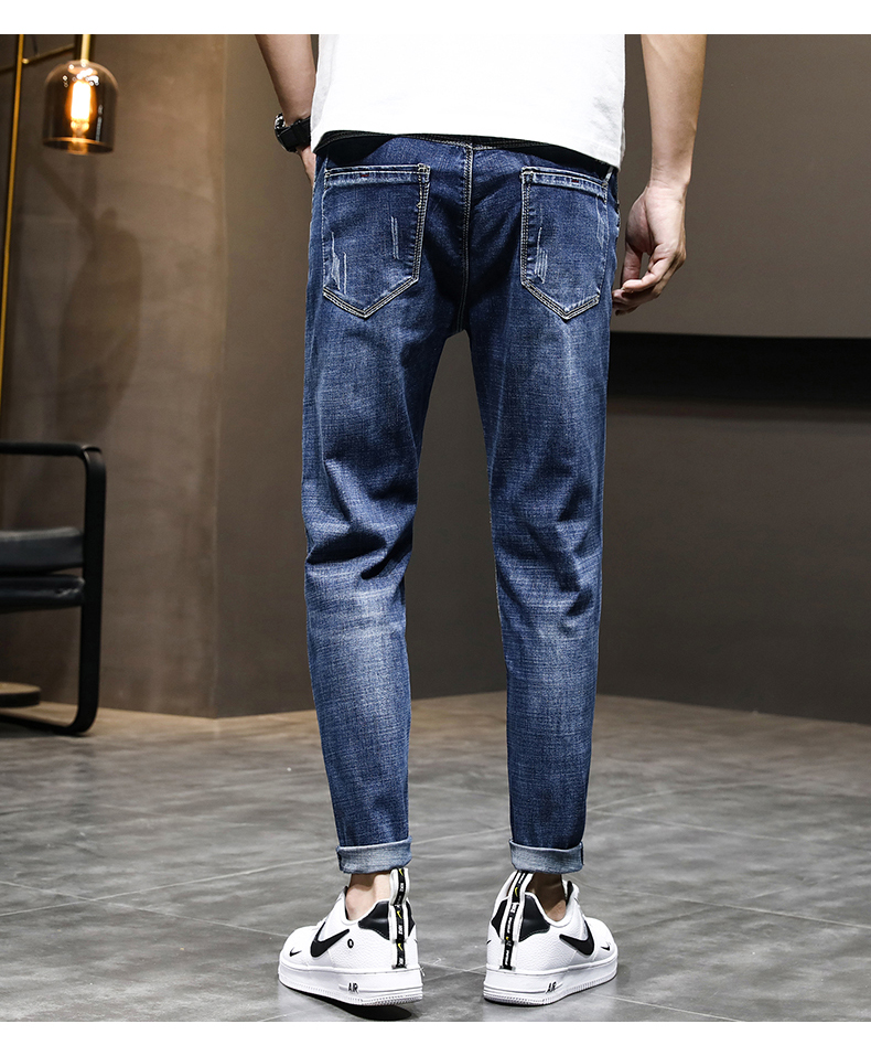 恒源祥网红同款春秋新款牛仔裤男潮牌百搭弹力直筒休闲长裤男士韩版九