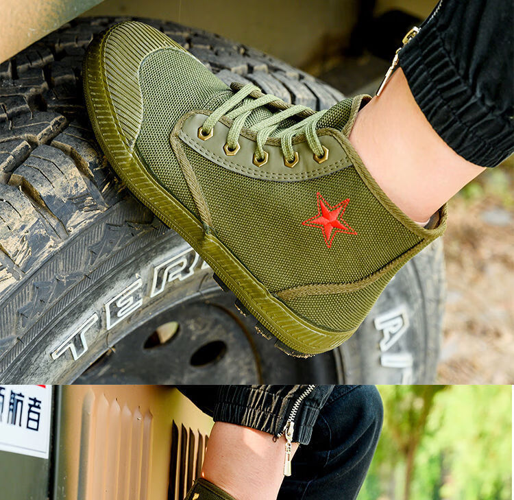 3531橡胶底解放鞋男女劳保作训鞋防滑耐磨帆布工地高帮工作鞋光格防水