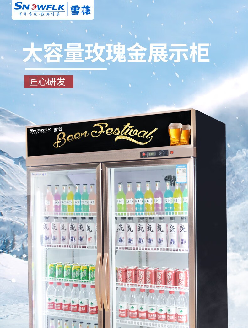 諮詢有禮雪花大容量飲料櫃冰櫃商用冷藏展示櫃風冷保鮮超市玻璃門冰箱