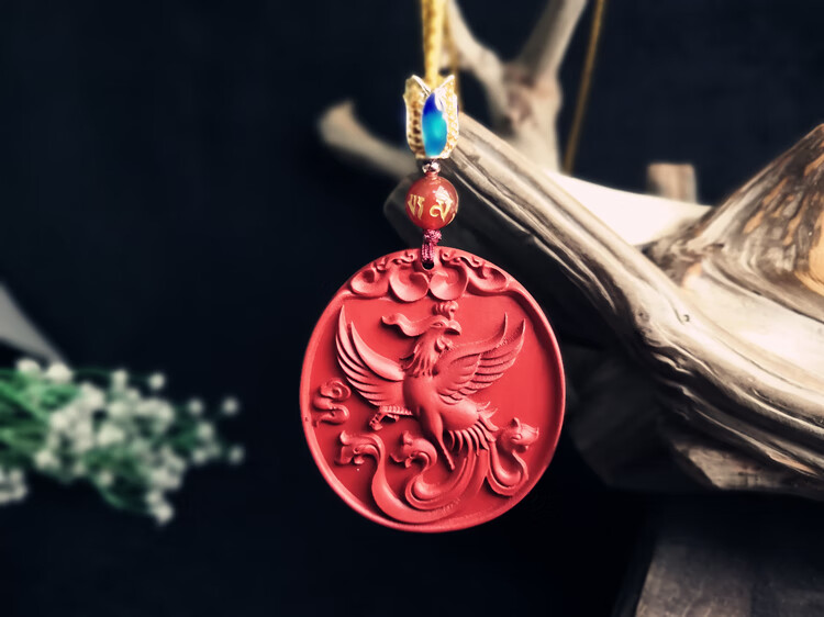 道家天然朱砂朱雀凤凰吊坠五行缺火补火男女吊坠毛衣链彩岸 天凤大号