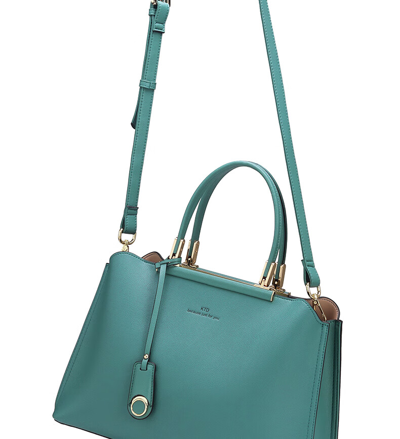 2021新款潮真皮女包手提包女时尚气质大气软皮斜挎包妈妈包 青兰色