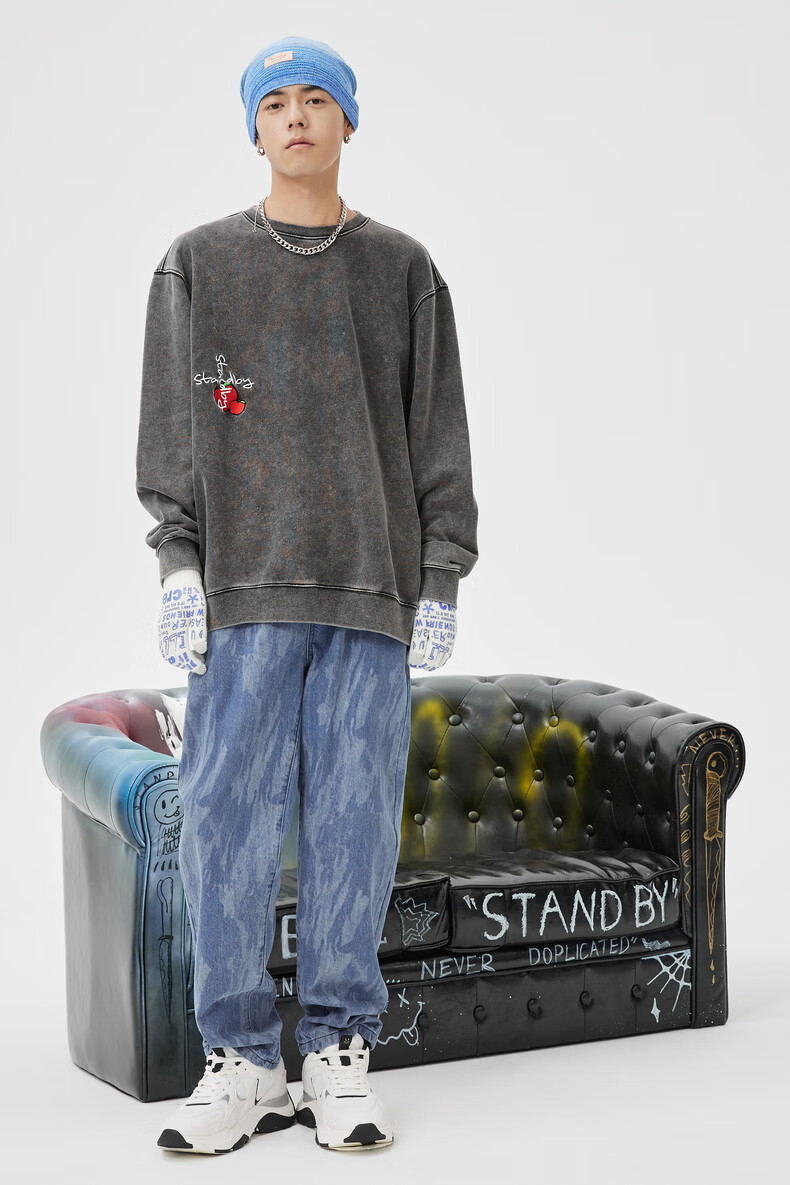 inxxstandby冬新品情侣宽松潮流印花卫衣xmb4101422黑色xl