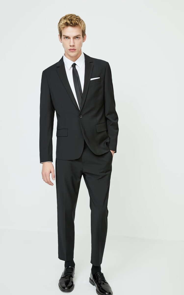 jackjones杰克琼斯春男商务休闲质感平驳领翻领西装外套220172501 e03