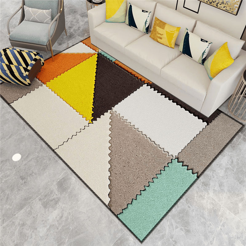 美又好ins地垫水晶绒三角形拼接防滑地垫客厅卧室耐磨垫书房脚垫 h19