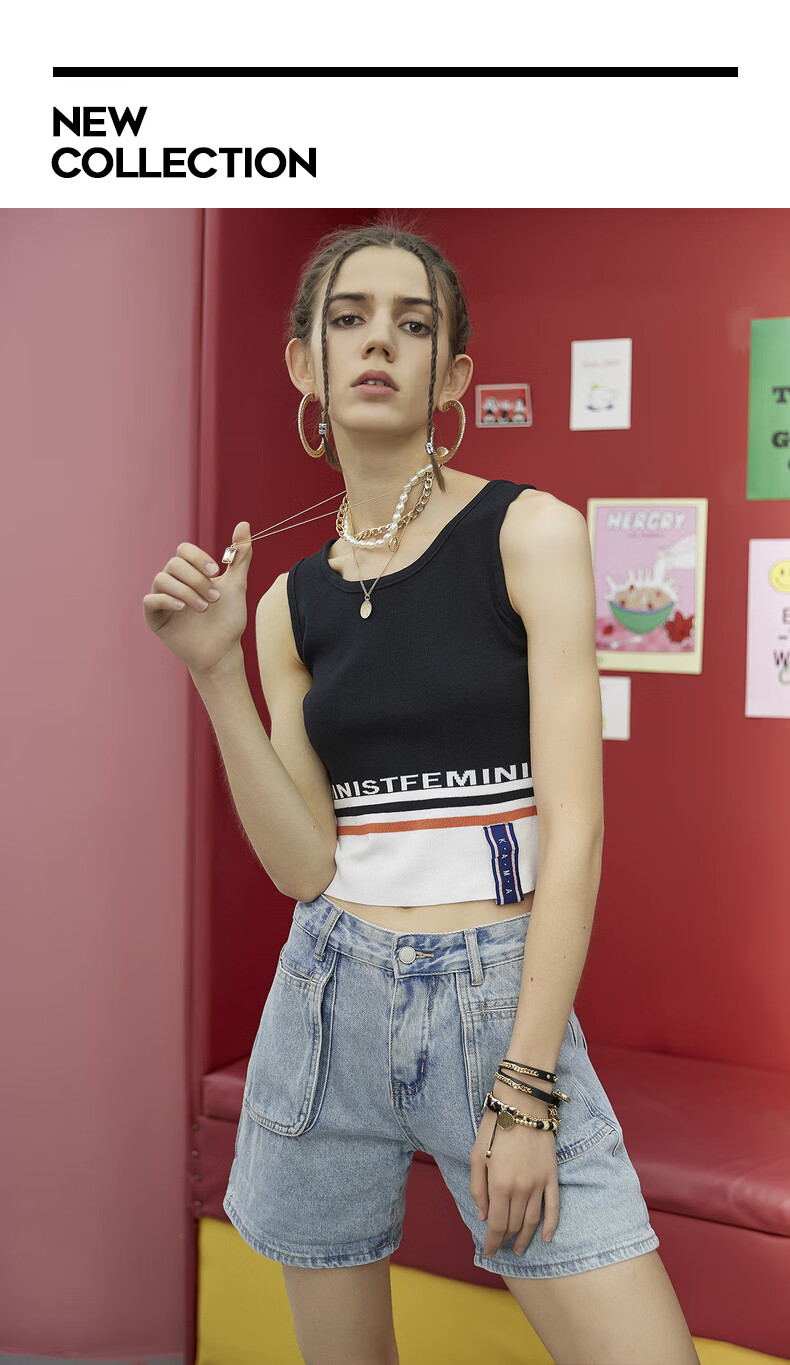 kama卡玛21年夏季新款时尚潮流大口袋水洗牛仔短裤女8220264蓝色s