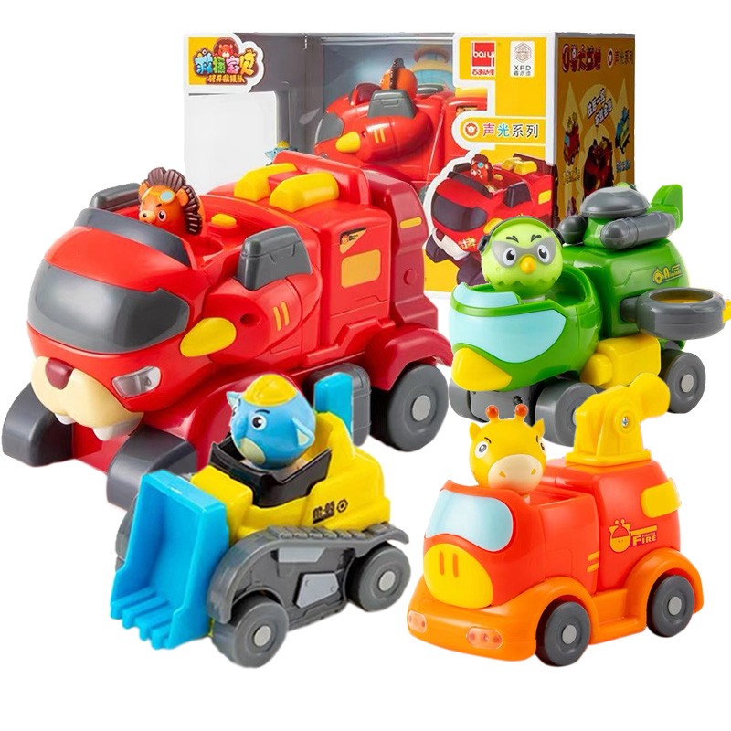 定制玩具救援宝贝大号声光基地拼装机动车变形工程儿童冲冲鹿可动玩具