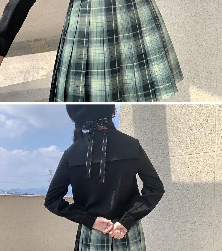 初高中生穿的裙子十字银河jk衬衫长短袖札幌襟关西襟黑白无本春秋基础