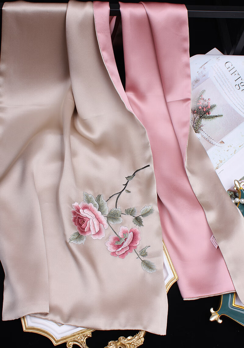 苏州刺绣丝巾女桑蚕丝真丝纯手工围巾中老年士礼物丝绸苏绣披肩旗袍外