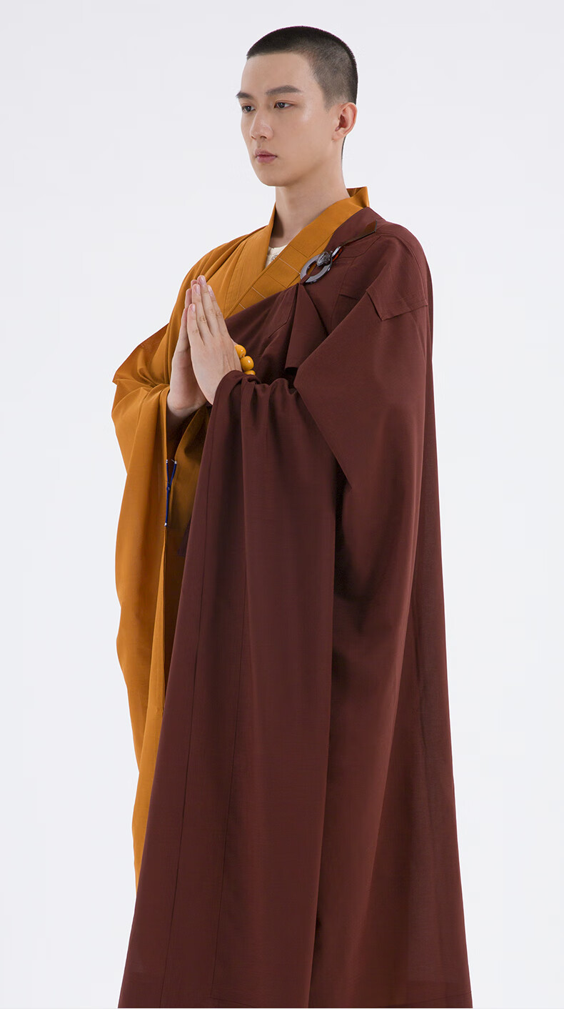 僧服春秋新款 五戒缦衣咖啡色木兰色男女款居士缦衣佛教麻海青曼衣