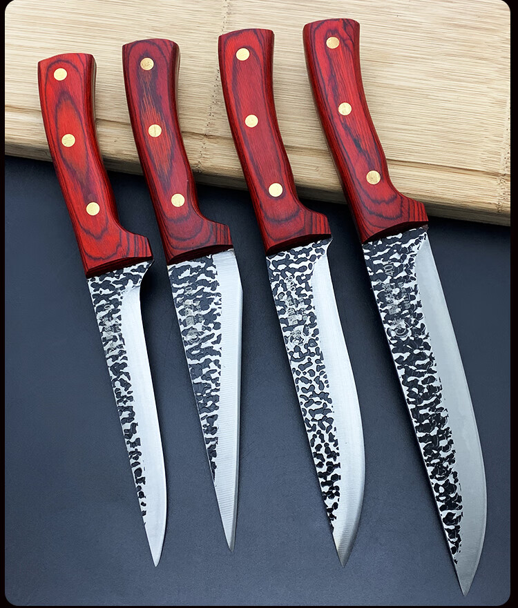 德国花纹钢锻打屠宰分割刀杀猪专用刀剃骨刀屠夫刀红60以下15cm120mm