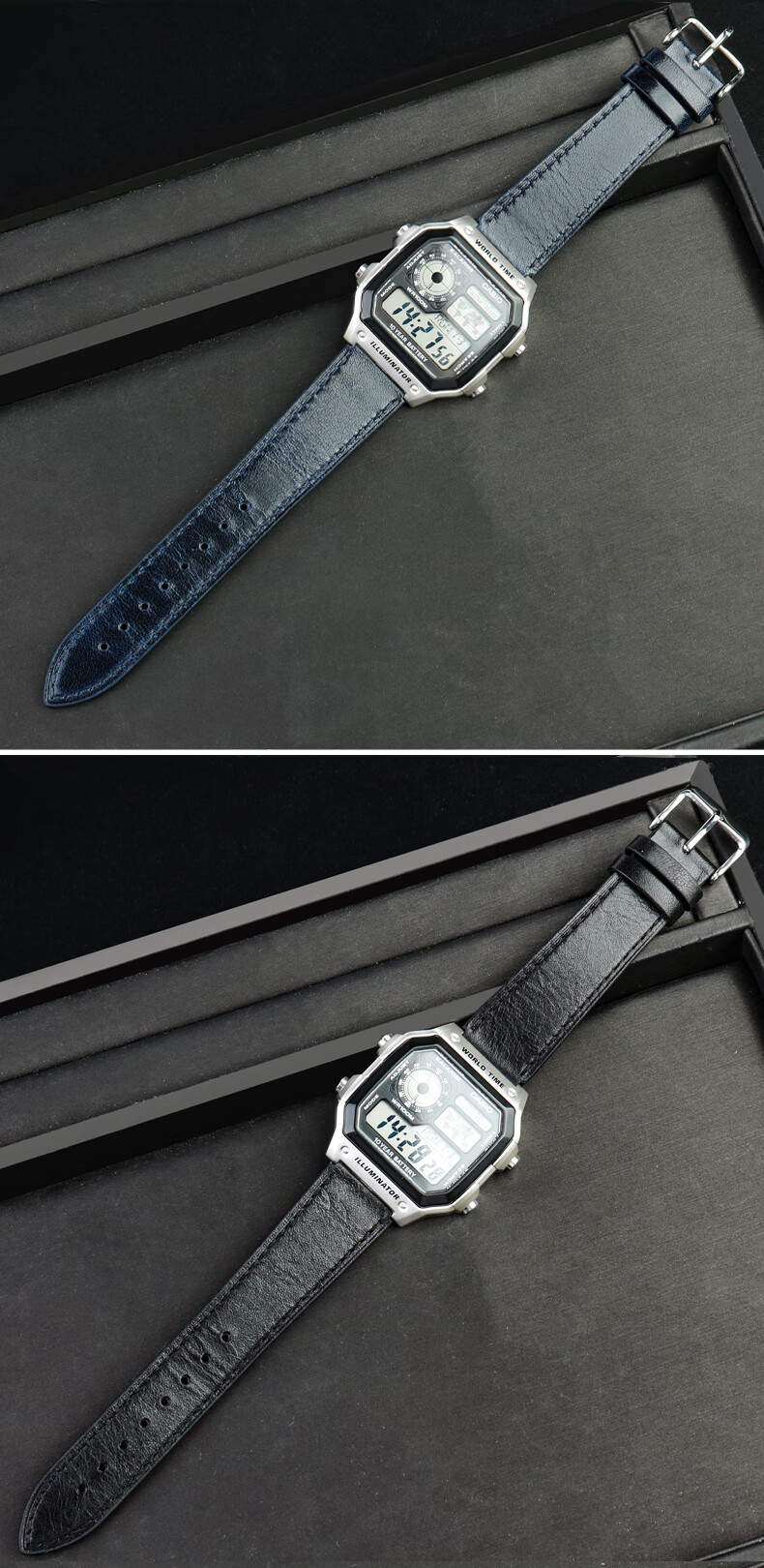 老皮匠 适用卡西欧手表带ae1200/1300 a158/159/168改装复古牛皮表带