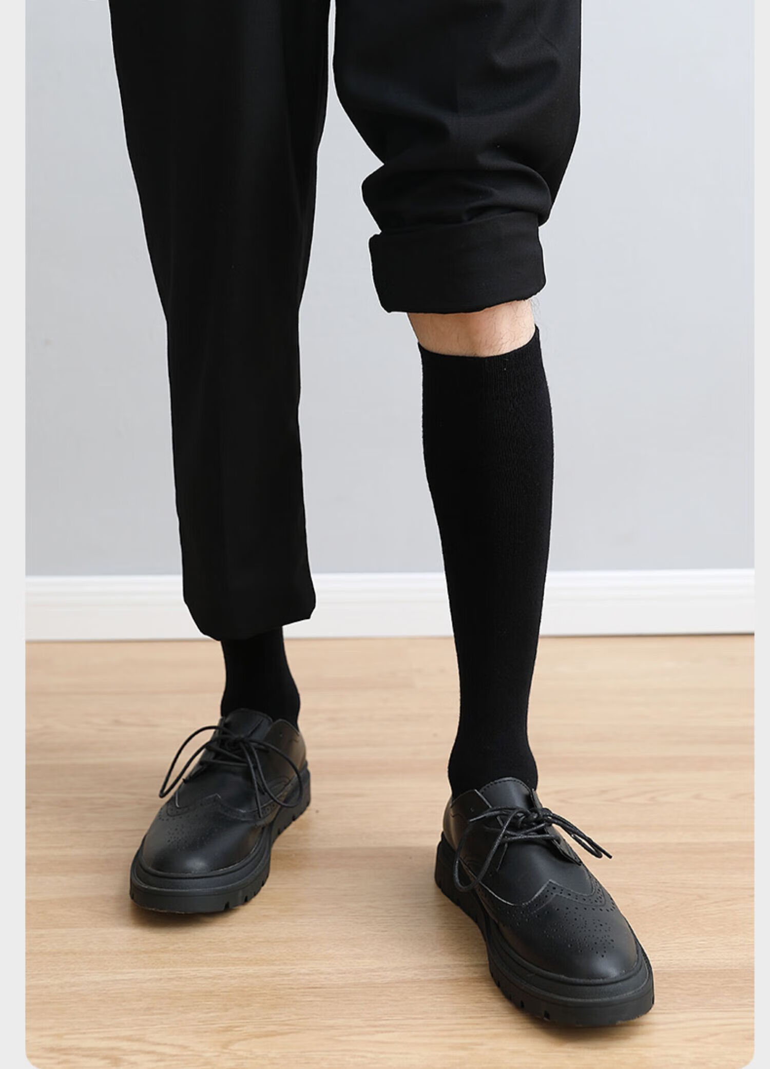 【西装袜】浪莎旗舰西装袜子男长筒袜子男秋冬季加厚纯·棉潮及膝小腿