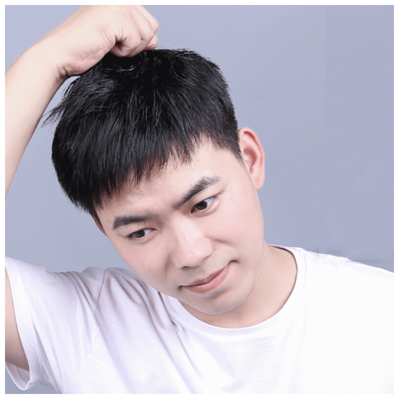 天使丝丝男士补发片假发套头顶补发前额秃顶补发垫接发翻盖假发男发块