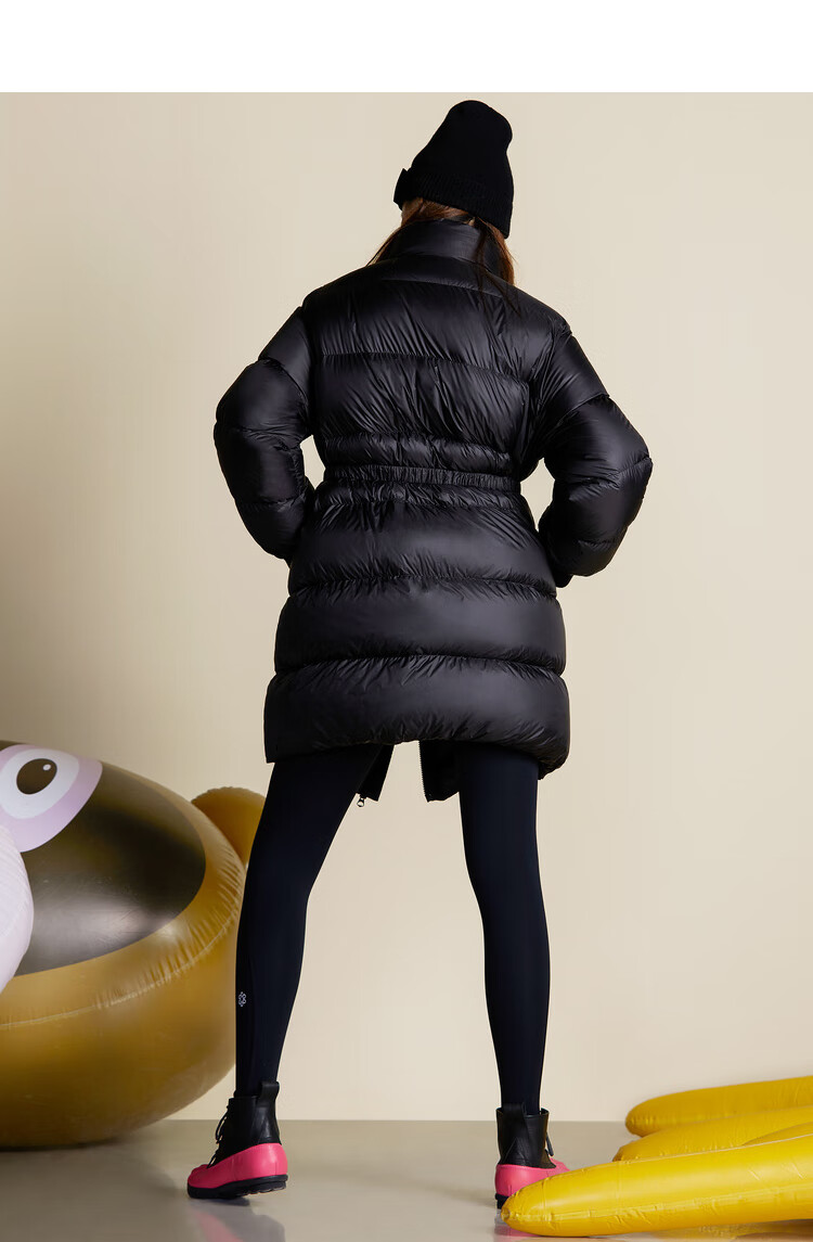 达衣岩洋气纯色中长款宽松羽绒服2021冬季新款收腰流行胶牌贴外套 然