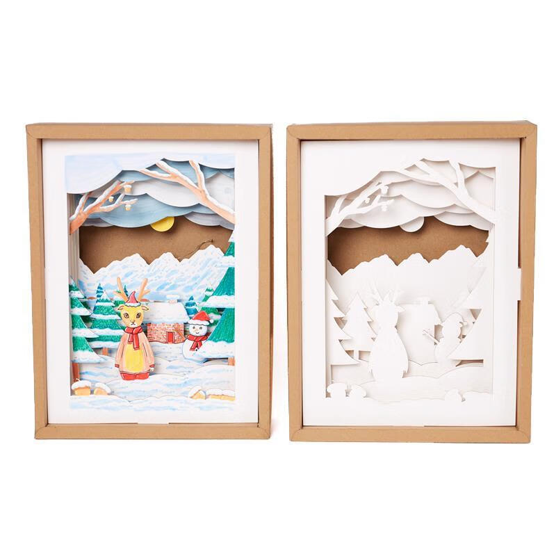 牛牛手工创意纸雕立体画幼儿园装饰儿童diy美术拼装制作材料包圣诞