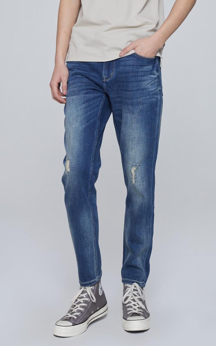 selected思莱德男士新品复古做旧时尚萝卜牛仔裤s421232011 牛仔蓝