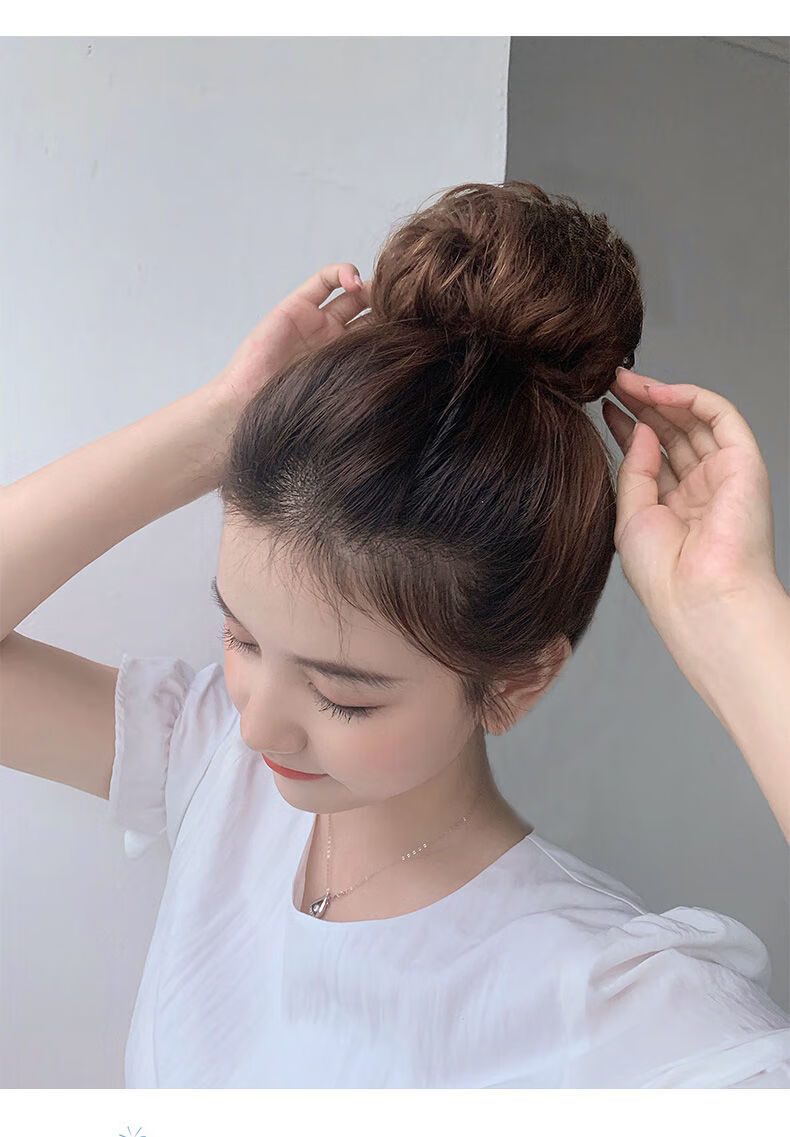 真发假发圈 凌乱假头花蓬松自然假发花苞头饰卷发圈 盘发丸子头发