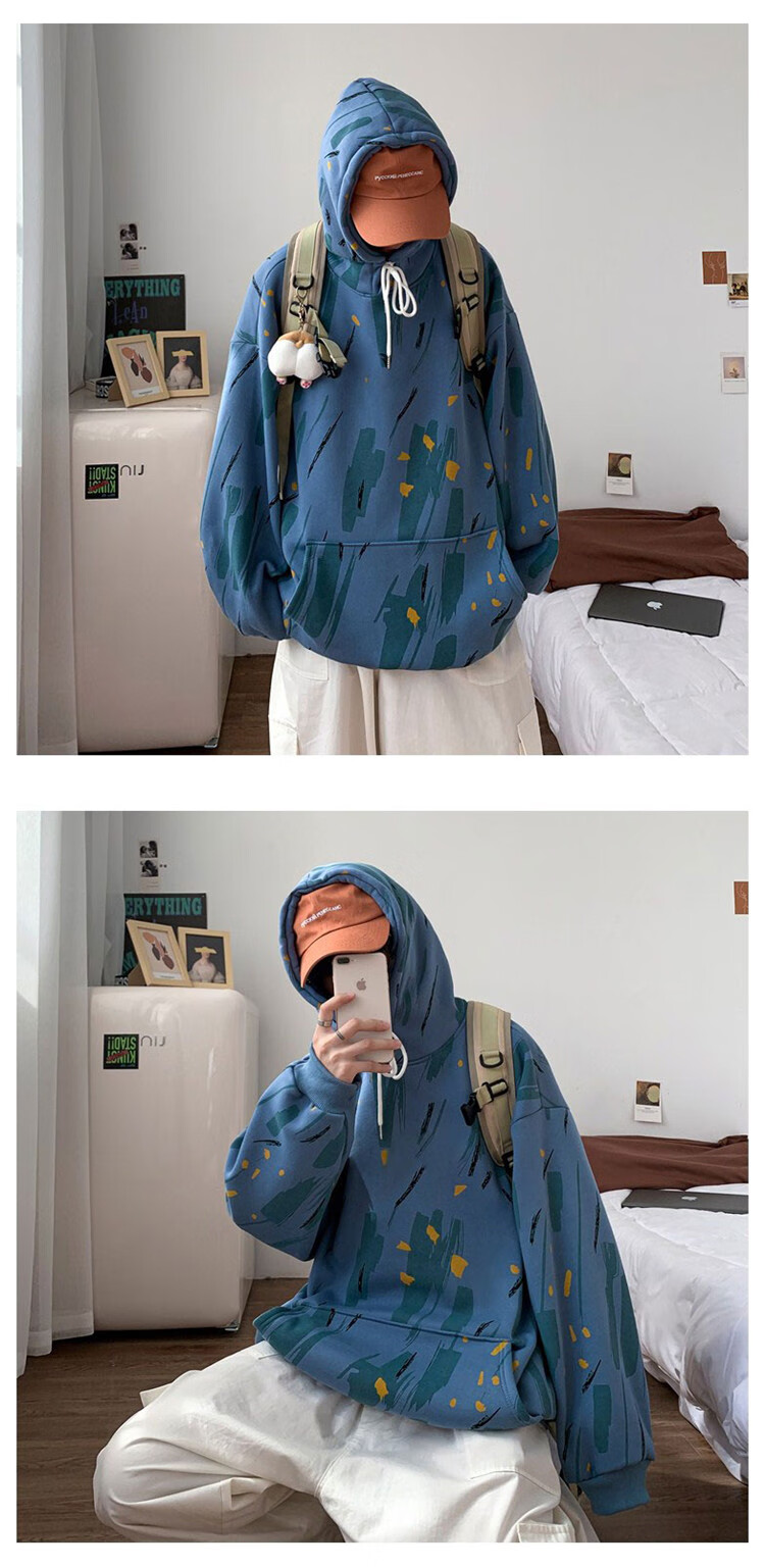 蓝色 m品牌: 森马(senma) 商品名称:森马潮牌扎染ins卫衣男连帽秋季