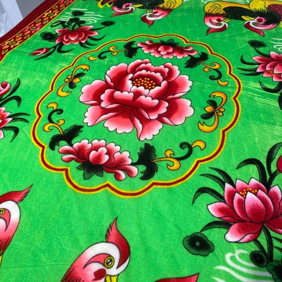 鸳鸯牌床单 金丝绒加厚保暖加绒加厚床单双鸳鸯戏水床单家用床单 红色