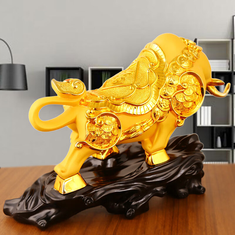 纤雅洁 2021新款 牛气冲天 办公室摆件 牛摆件牛金牛华尔街牛办公桌