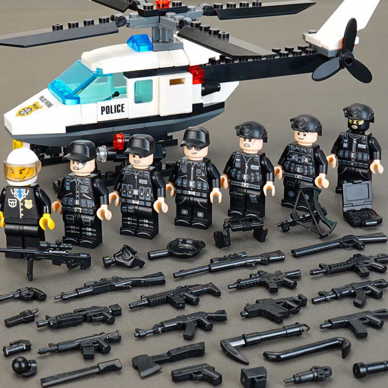 乐高lego军事特警人仔特种兵装备城市防爆警察小人偶男孩拼装积木玩具