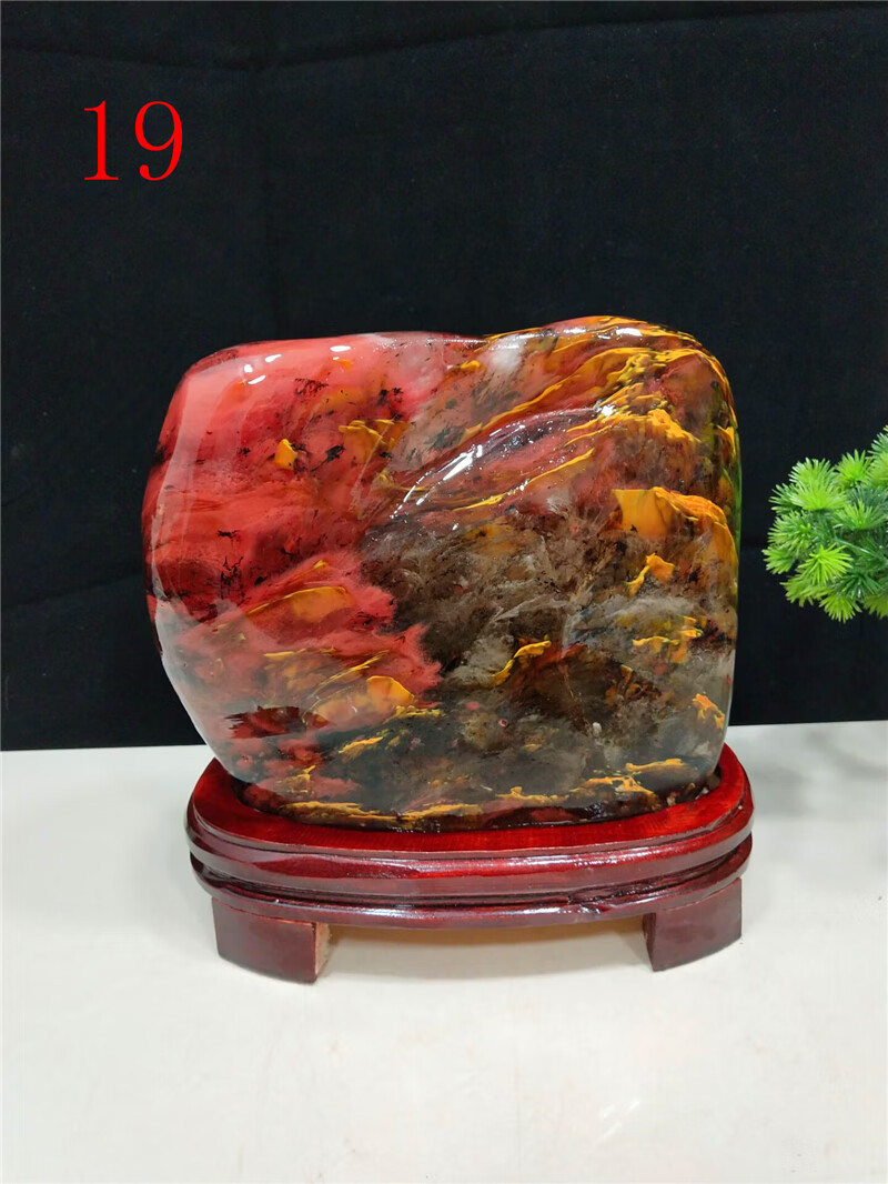 耘芊浅 轻奢高端精美奇石巴西七彩水晶原石观赏石红色石头客厅玄关