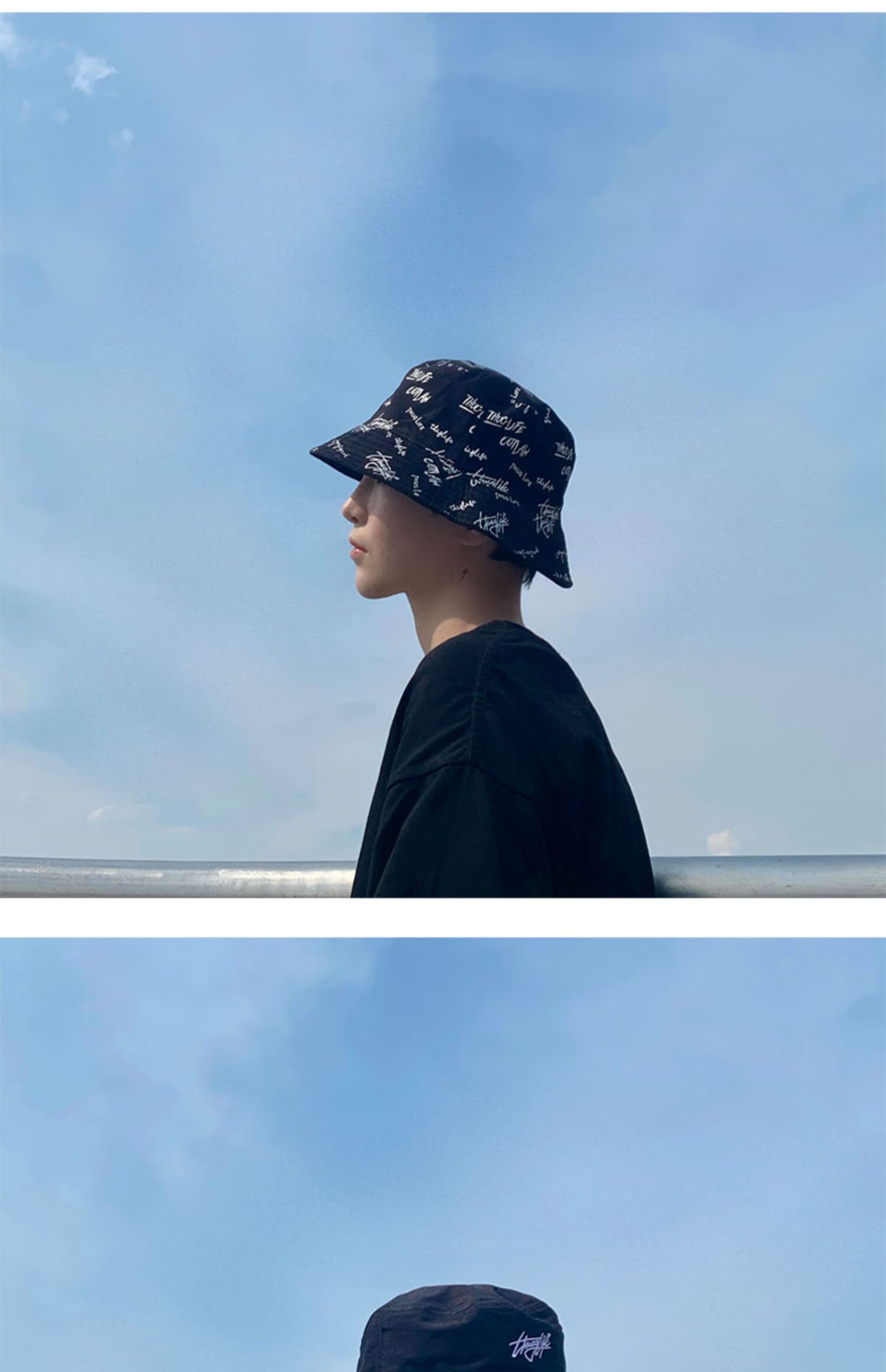 慕瑾繁饰 双面渔夫帽男ins潮牌嘻哈夏季薄款短檐盆帽男生帽子潮流韩版