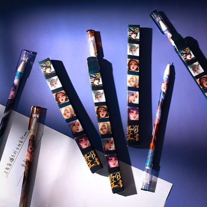 王者荣耀中性笔盲盒按动笔高颜值简约黑色0.