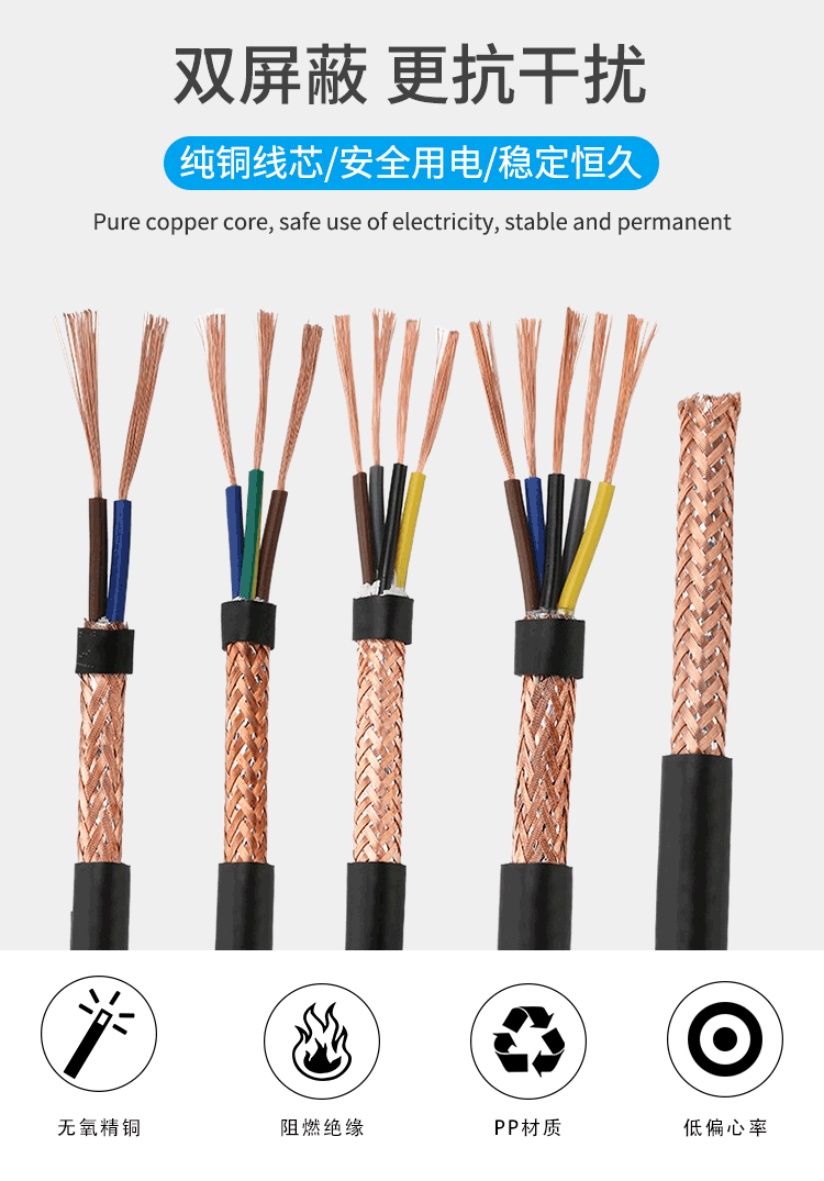 rvvpkvvrp2345芯254610平方护套屏蔽电缆控制电线国标aarvvp825一米