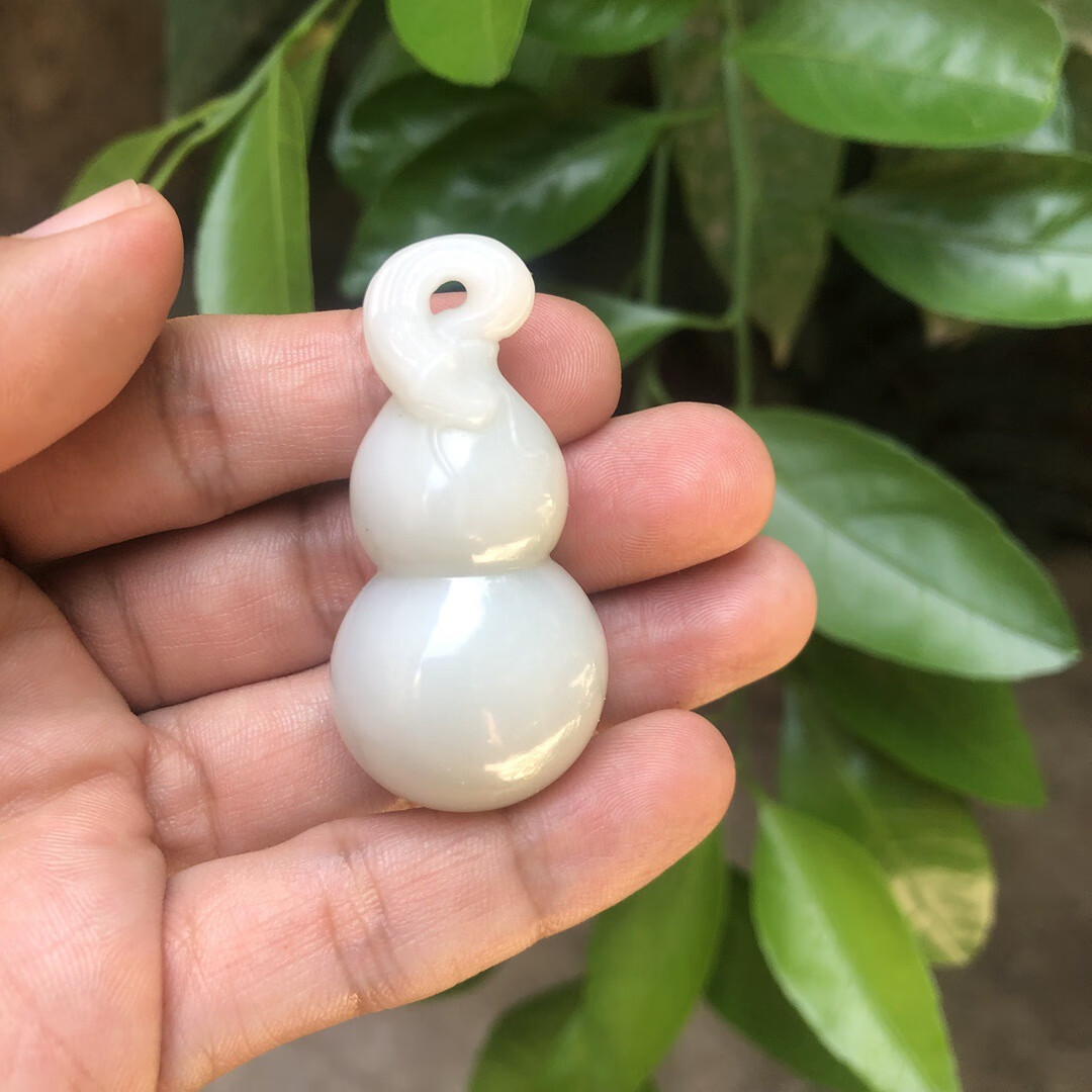 玉石项链玉佩和田玉白玉手工立体雕刻葫芦吊坠可定制加工大葫芦挂件