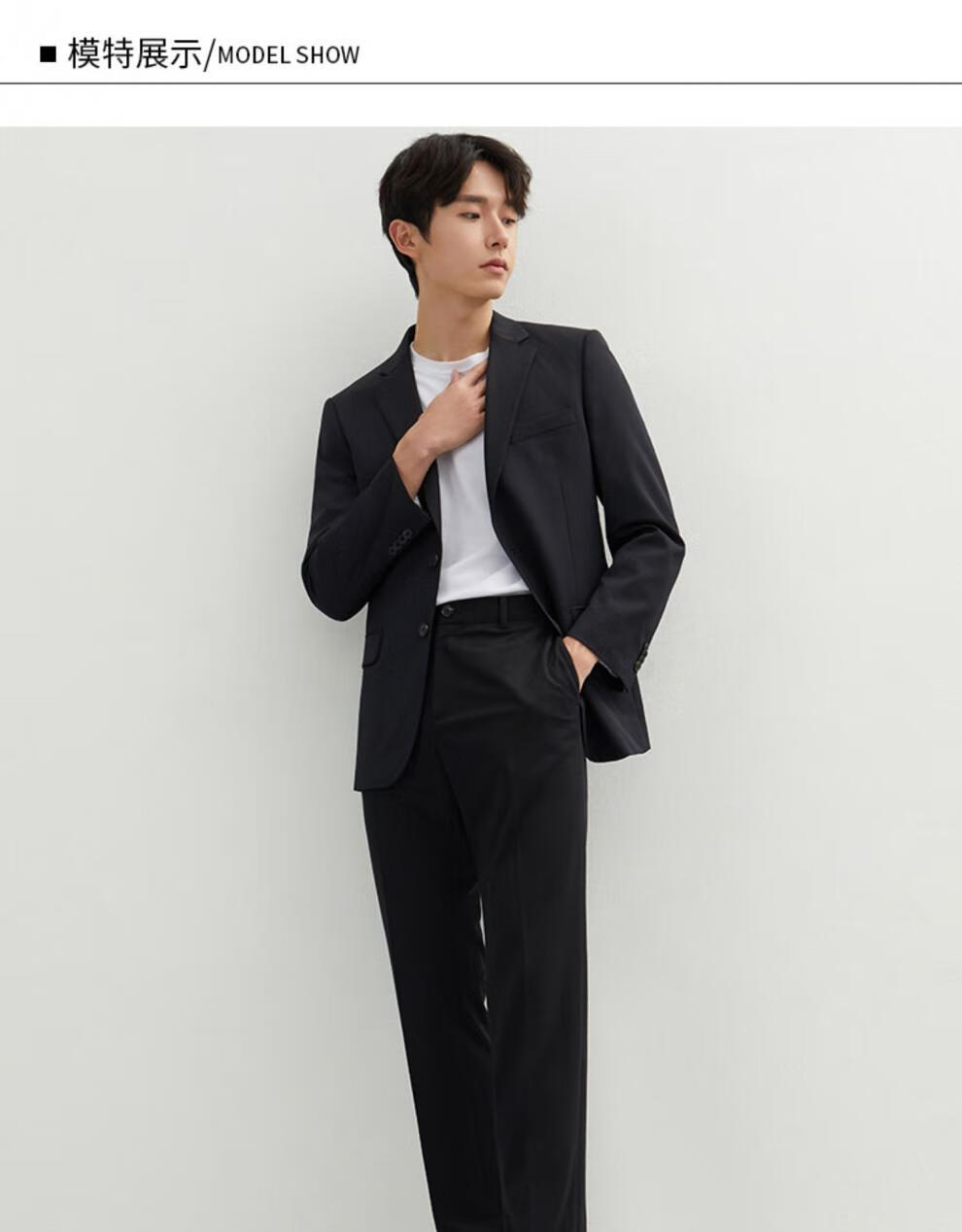 ziozia夏季新款时尚潮流休闲舒适修身纯色黑色青年西服dzy2sb1182 黑