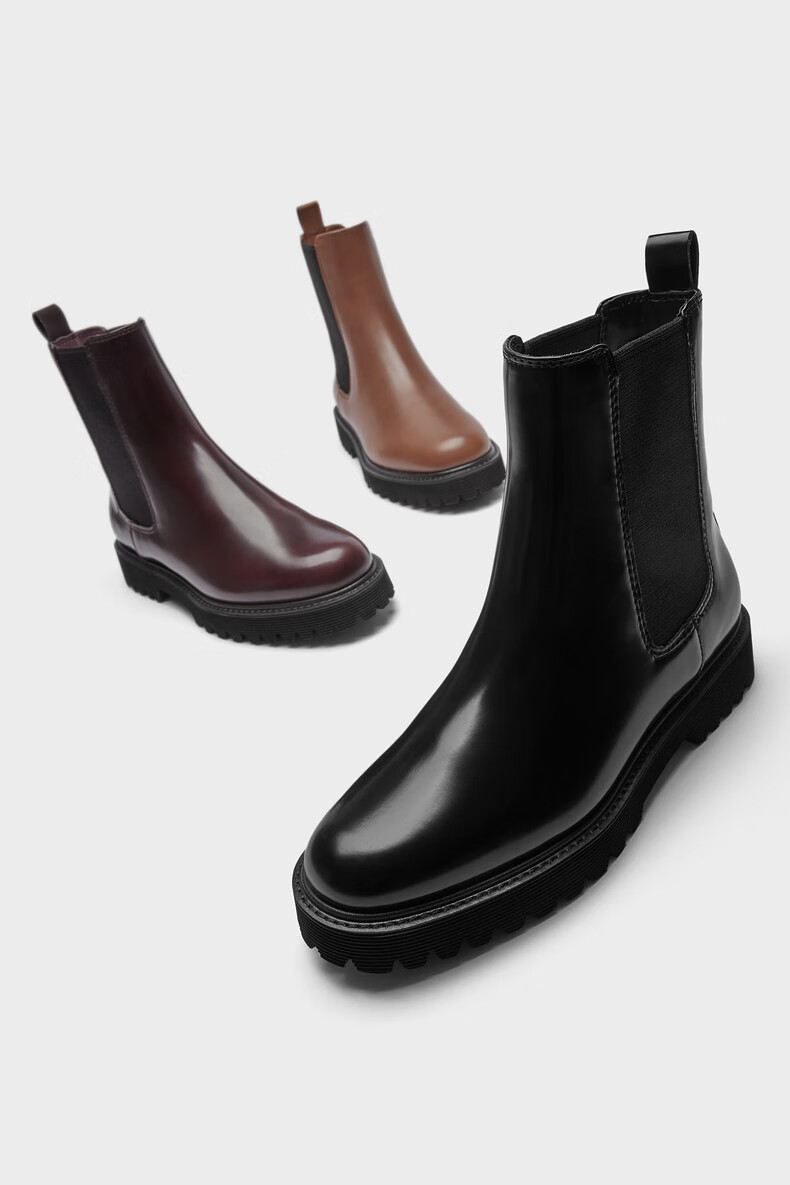 charleskeith早春新品ck190580146女士松紧带厚底切尔西靴black黑色37