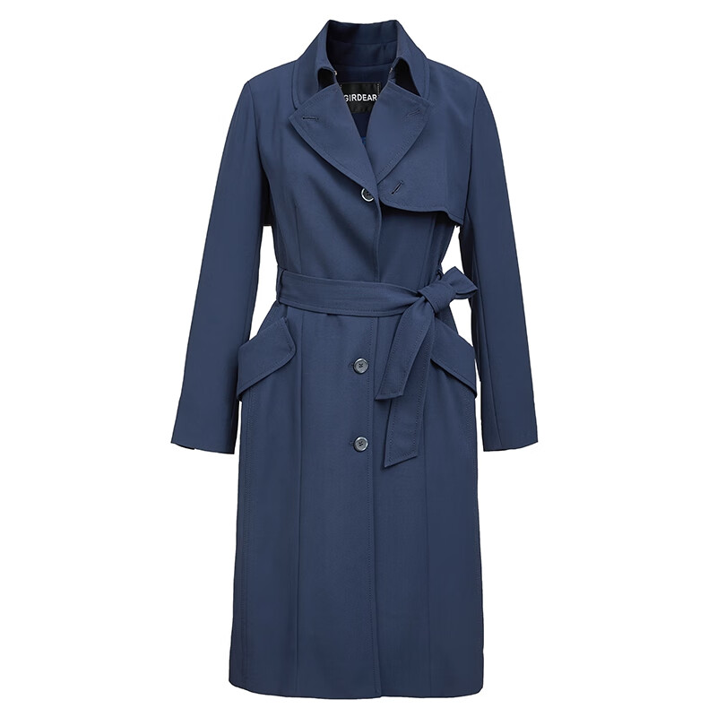 【商场同款】哥弟女装2021年春夏新款系带中长款单排扣风衣女外套