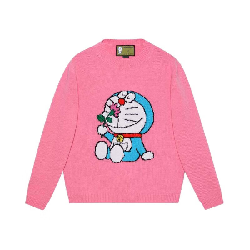 gucci古驰哆啦a梦系列印花圆领羊毛毛衣655654礼物 xkbvw 6076红色